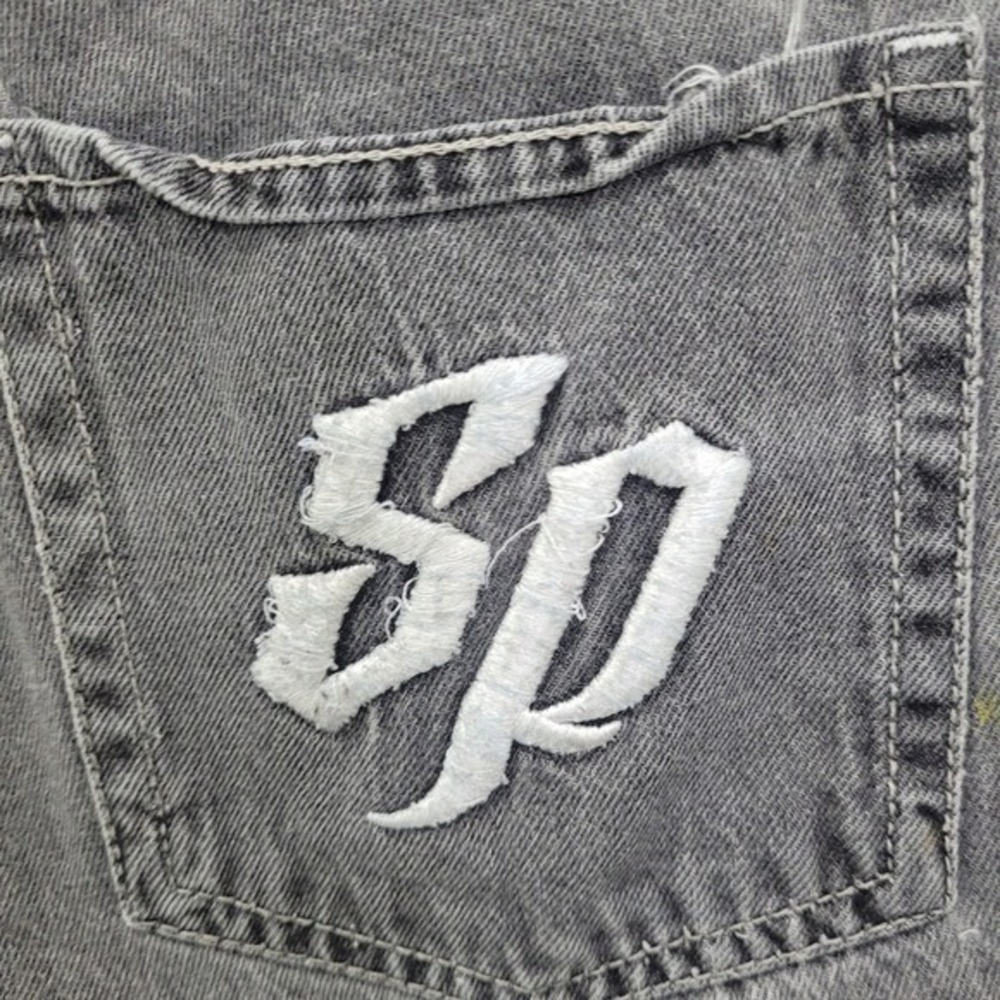 Southpole Vintage Gray Wash Denim Jean Shorts SP Embroidered‎ Back Pocket Y2K